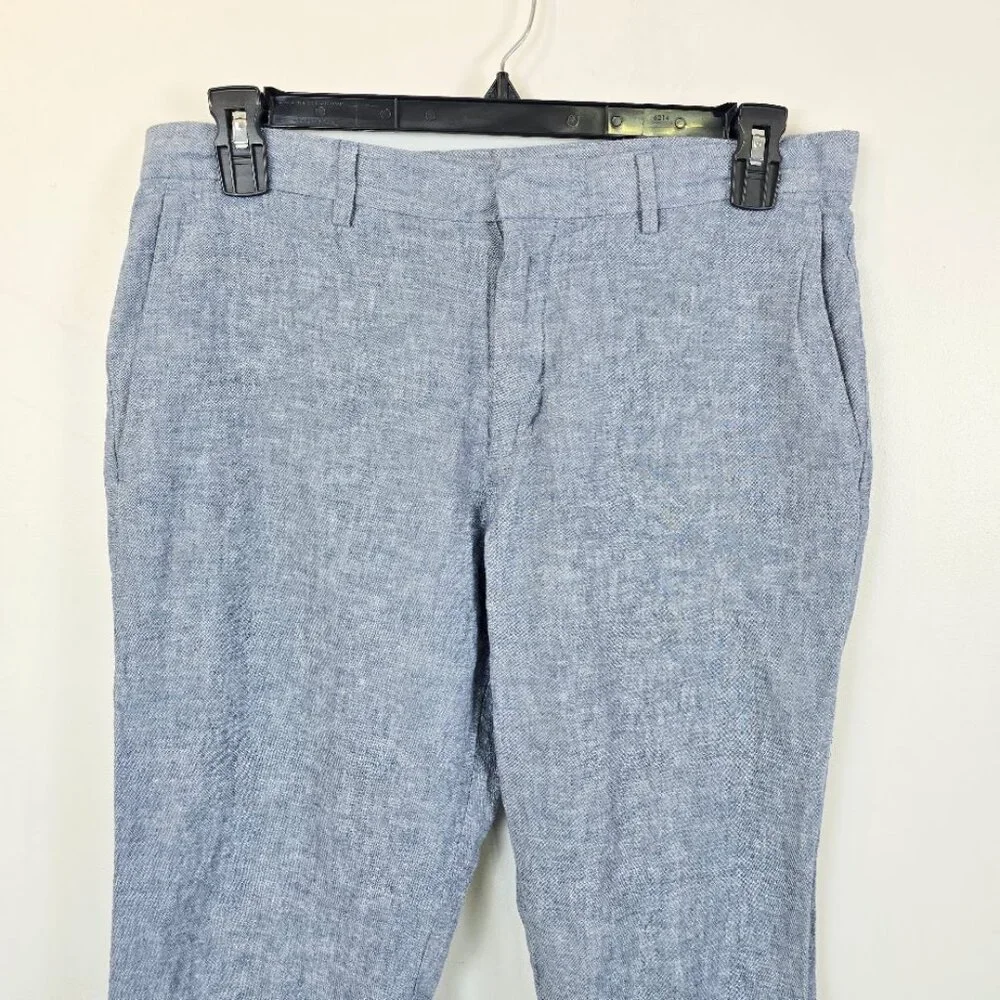 Perry Ellis Slim Fit Linen Blend Chambray Chino Pants - Picture 7 of 15